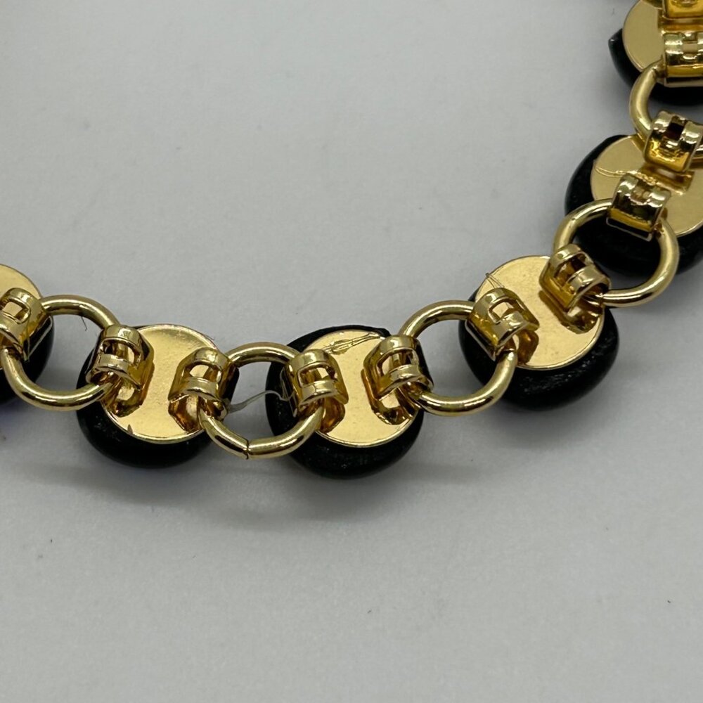 Vintage Gold-Tone Bracelet With Iridescent Dichroic Glass Beads - Picture 10 of 16